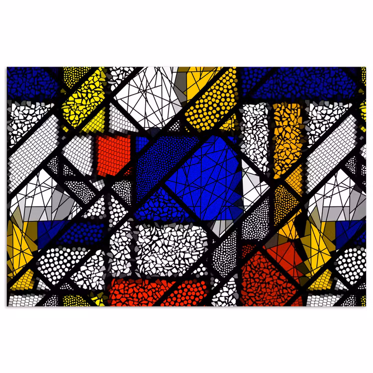Mondriaan - Glas in lood - Oude Meesters - Kunstwerk - Abstract - Schilderij poster papier klein -3d