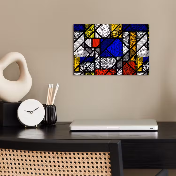 Mondriaan - Glas in lood - Oude Meesters - Kunstwerk - Abstract - Schilderij poster papier klein -sfeer1