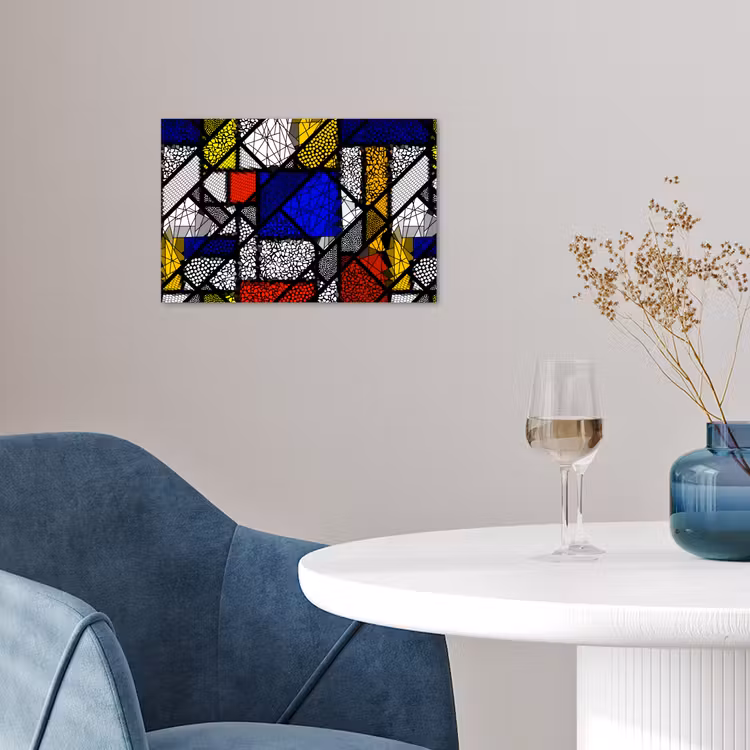 Mondriaan - Glas in lood - Oude Meesters - Kunstwerk - Abstract - Schilderij poster papier klein -sfeer3