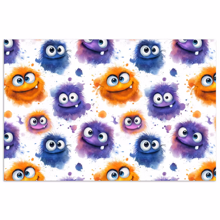 Monstertjes - Aquarel - Kleurrijk poster papier klein 62 -3d