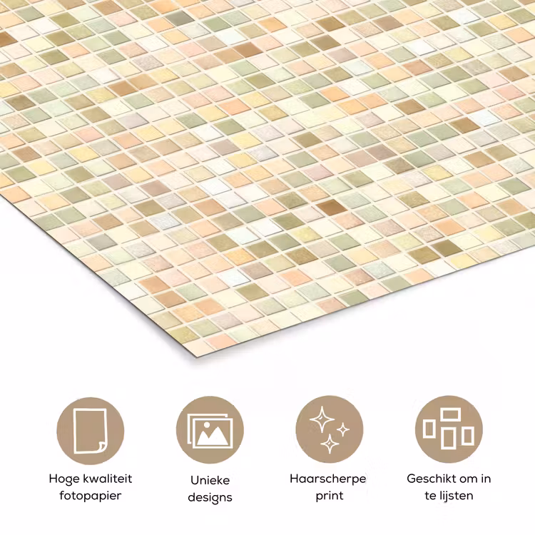 Mozaïek - Patroon - Beige poster papier klein 62 -closeup_NL
