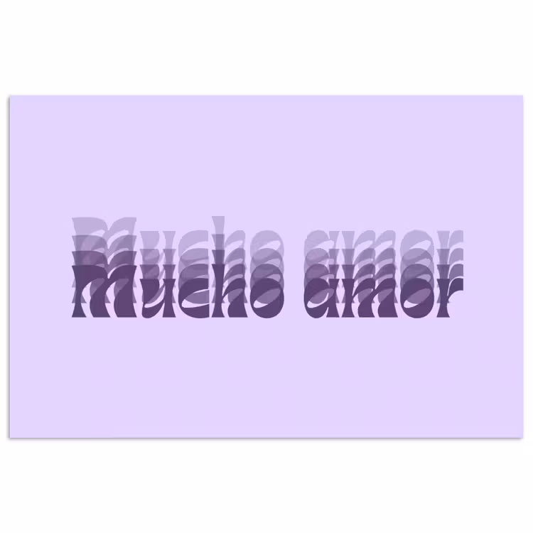 Mucho amor - Paars - Gelaagde letters poster papier klein -3d