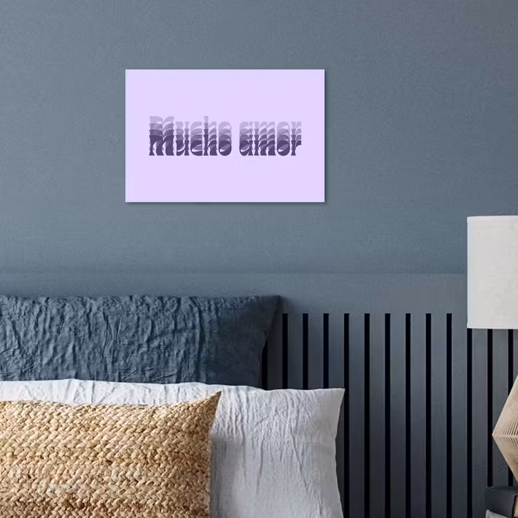 Mucho amor - Paars - Gelaagde letters poster papier klein -sfeer2