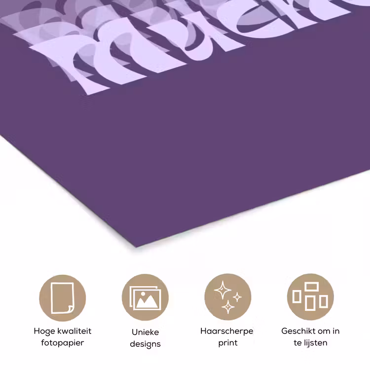 Mucho amor - Paars - Grafisch poster papier klein -closeup_NL