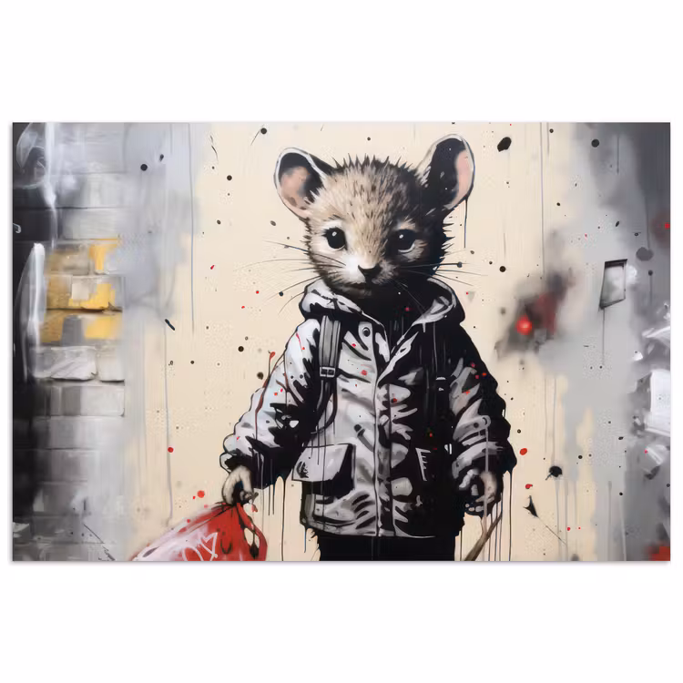 Muisje - Rood - Graffiti poster papier klein -3d