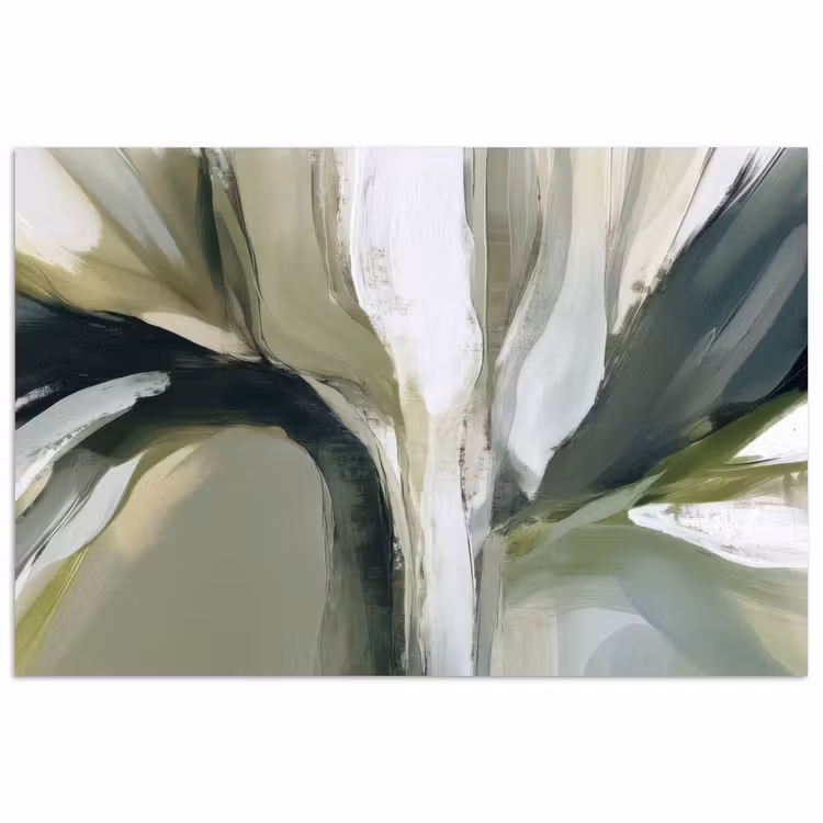 Natuur - Abstract - Groen - Penseelstreken poster papier klein -3d