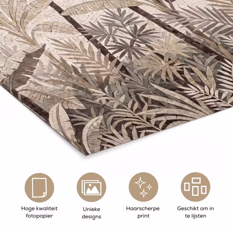 Natuur - Bladeren - Landschap - Mozaïek - Beige poster papier klein -closeup_NL