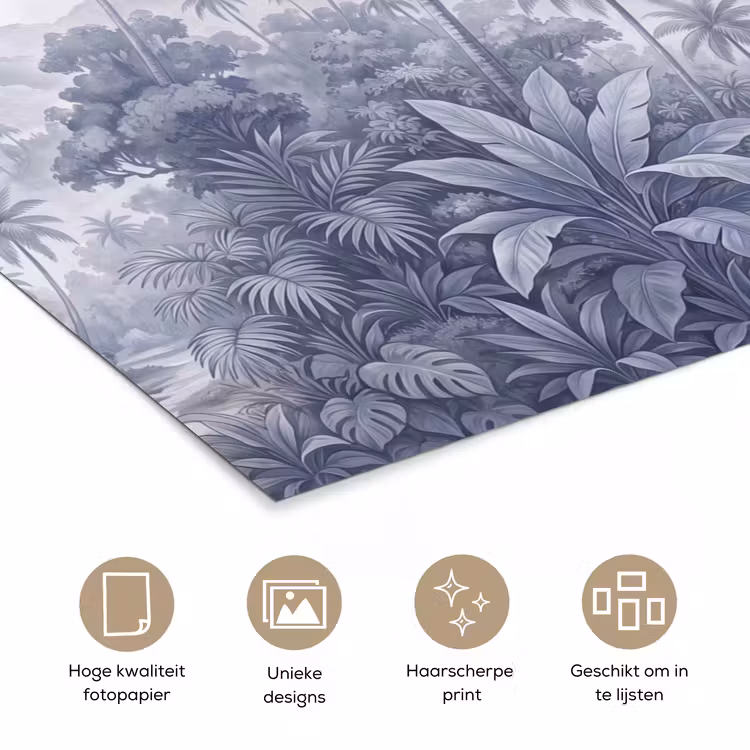 Natuur - Boom - Tropisch - Landschap - Blauw poster papier klein -closeup_NL