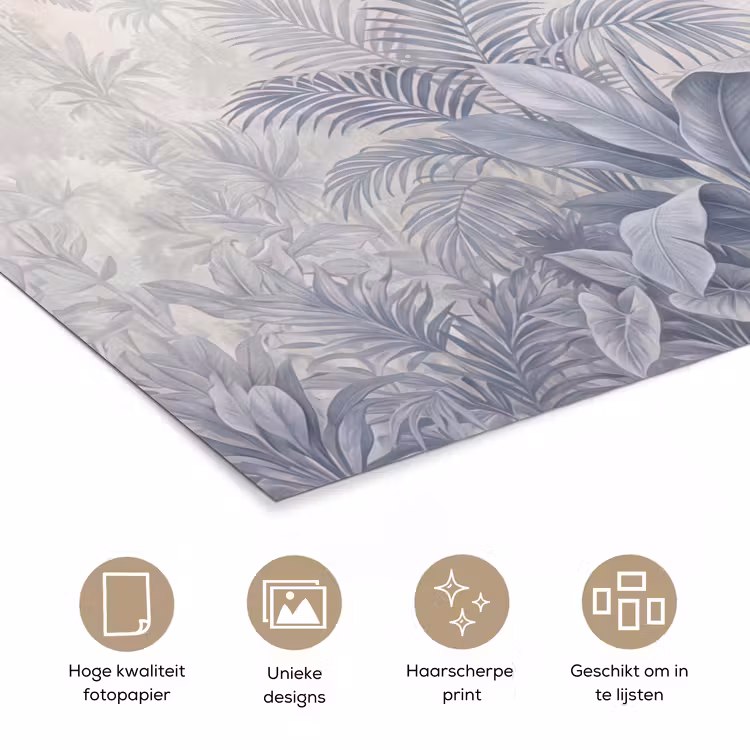 Natuur - Vogel - Jungle - Illustratie - Blauw poster papier klein -closeup_NL