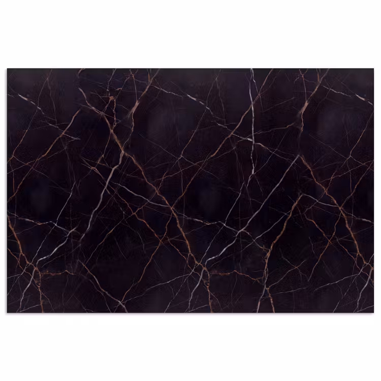 Natuursteen - Marmerpatroon - Abstract - Modern - Zwart - Goud poster papier klein -3d