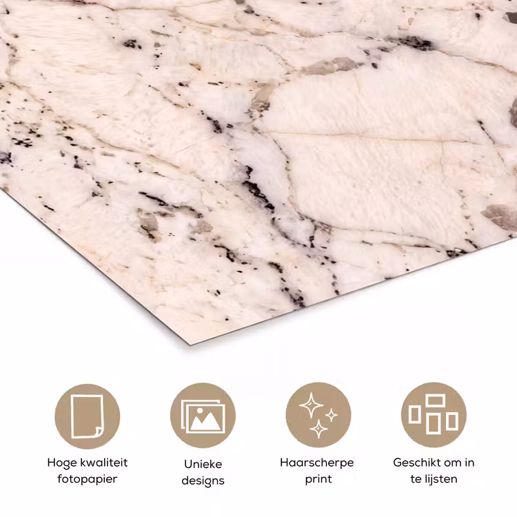 Natuursteen - Patroon - Abstract - Beige - Grijs poster papier klein -closeup_NL