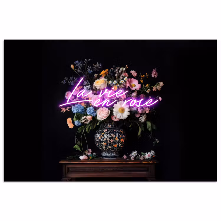 Neon - Vaas - Bloemen poster papier klein -3d