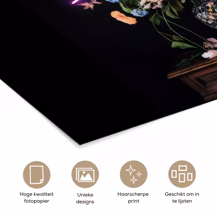 Neon - Vaas - Bloemen poster papier klein -closeup_NL
