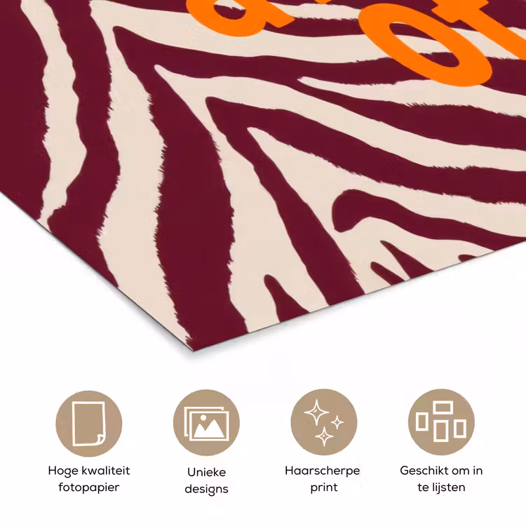New era - Bordeaux - Zebraprint poster papier klein -closeup_NL