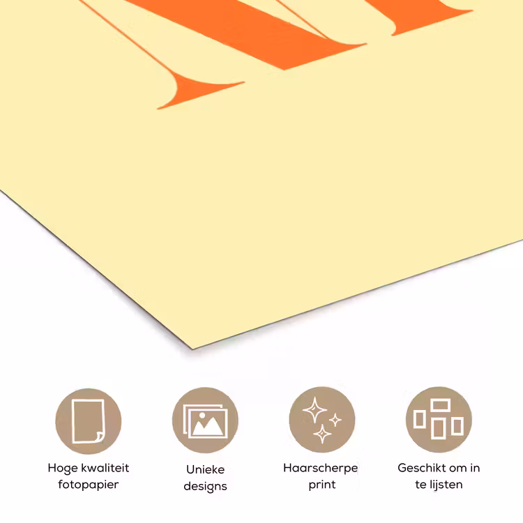 Nice - Oranje - Geel - Minimalistisch poster papier klein -closeup_NL