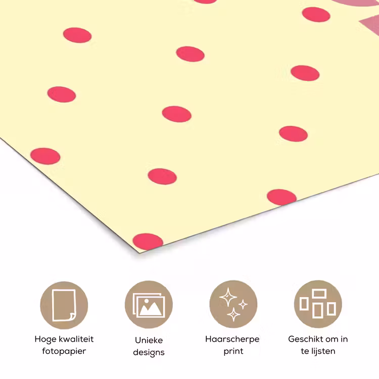 Nice - Stippen - Roze - Geel poster papier klein -closeup_NL