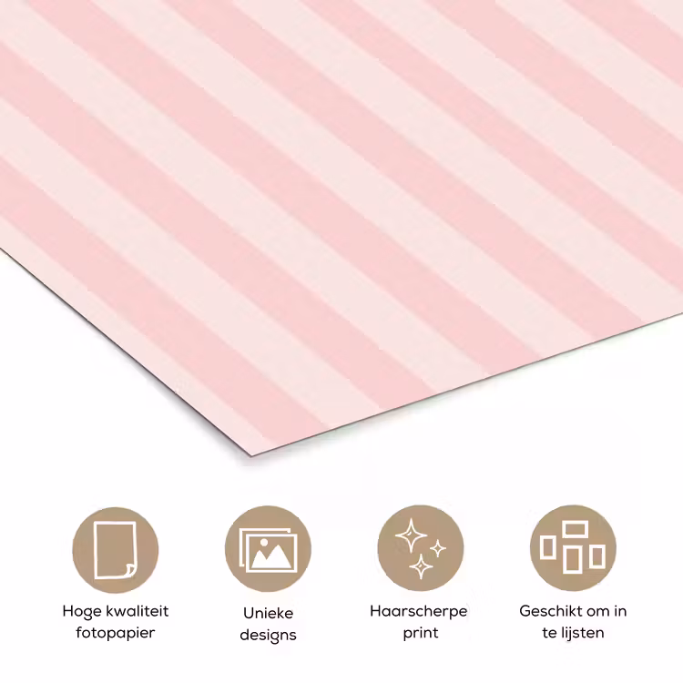 Nice - Strepen - Roze poster papier klein -closeup_NL