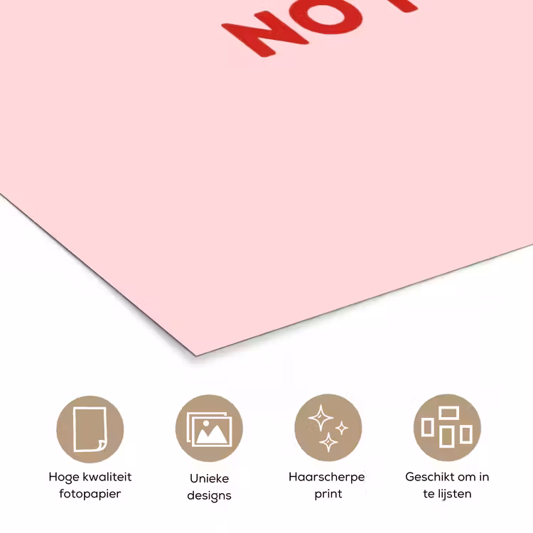 No rain no flowers - Minimalistisch - Roze - Bloem poster papier klein -closeup_NL