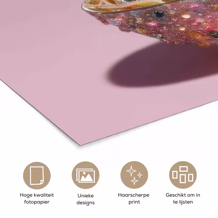 Noodles - Edelstenen - Stokjes - Roze poster papier klein -closeup_NL