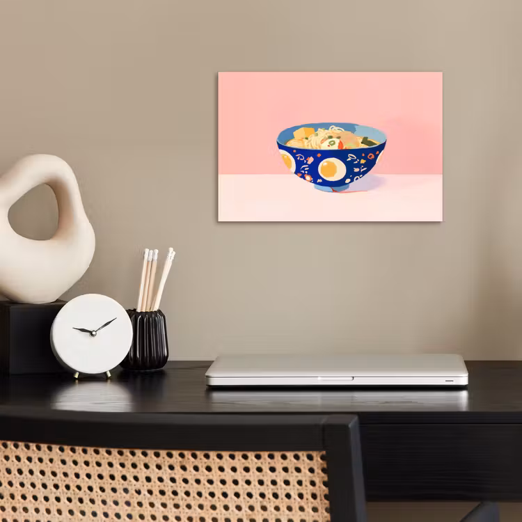 Noodles - Kom - Blauw - Illustratie poster papier klein -sfeer1