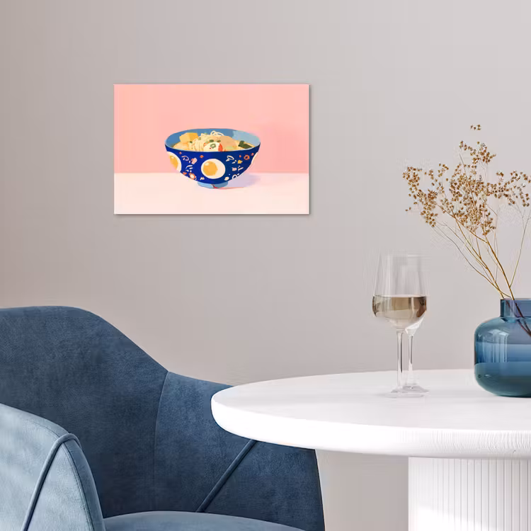 Noodles - Kom - Blauw - Illustratie poster papier klein -sfeer3