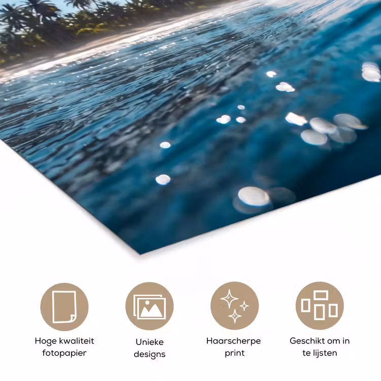 Oceaan - Golf - Strand - Natuur - Blauw poster papier klein -closeup_NL