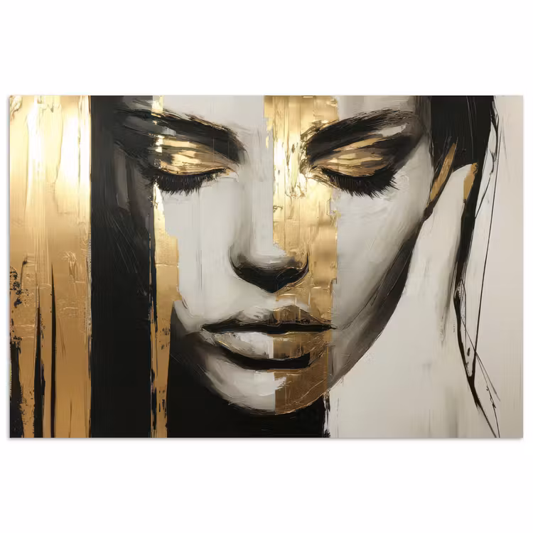 Ogen - Gezicht - Goud - Strepen poster papier klein -3d