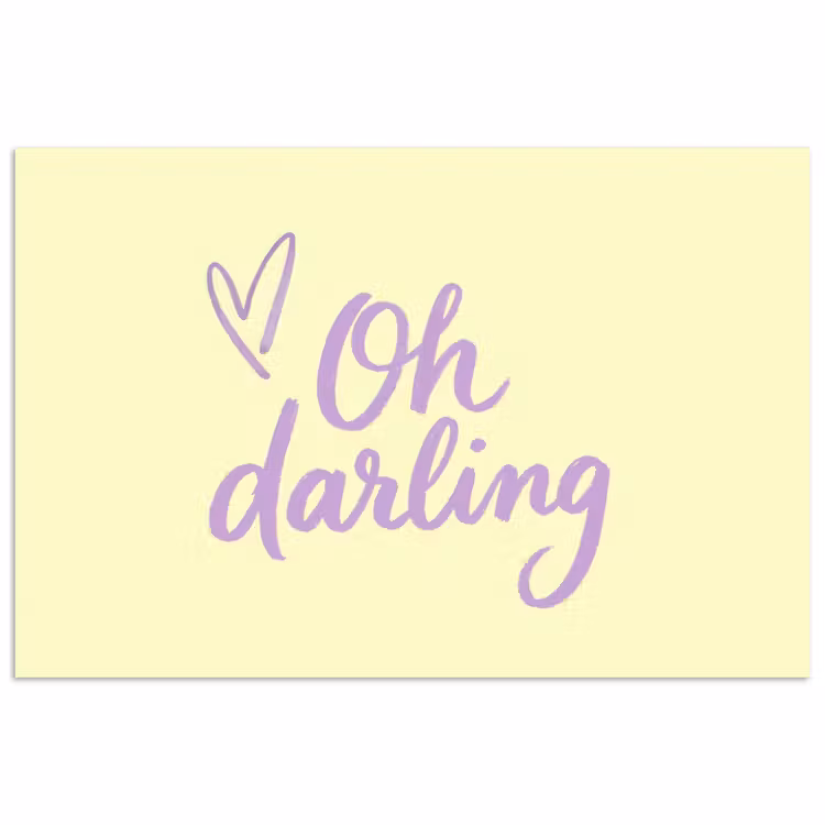 Oh darling - Geel - Hart poster papier klein -3d