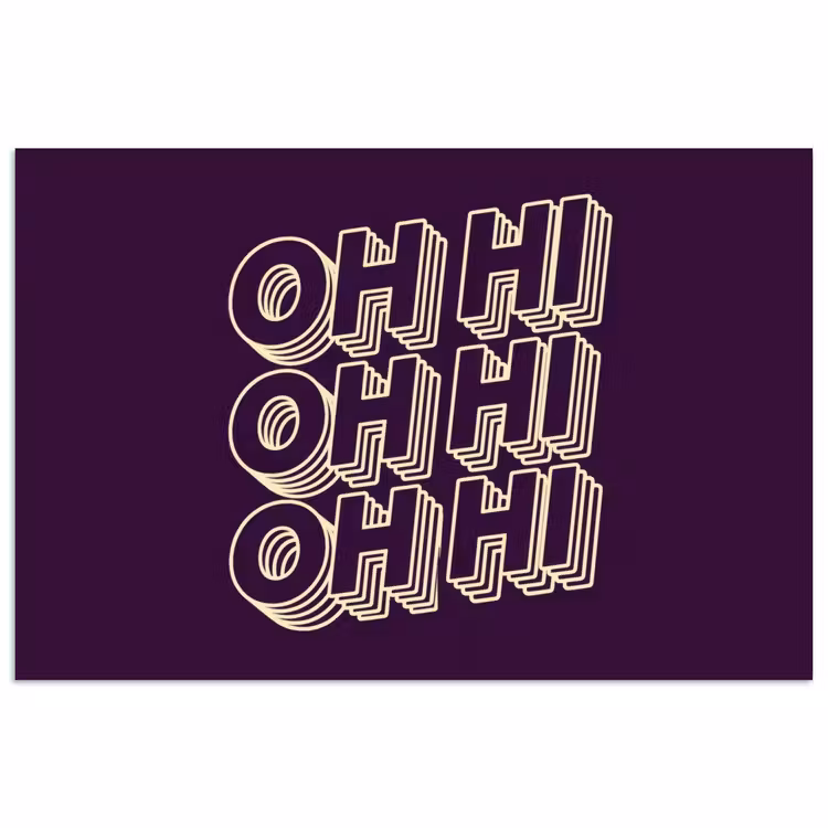 Oh hi - Paars - 3D poster papier klein -3d