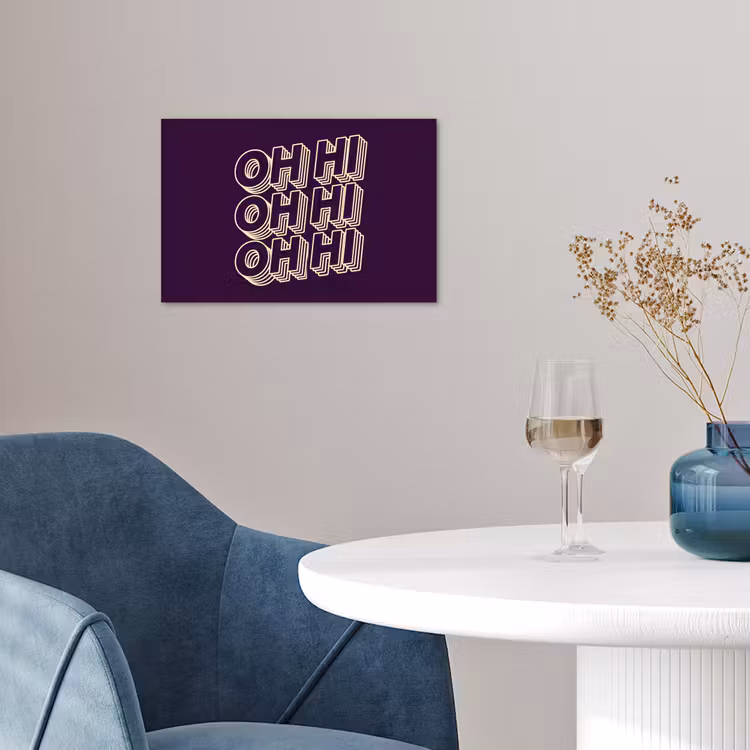 Oh hi - Paars - 3D poster papier klein -sfeer3