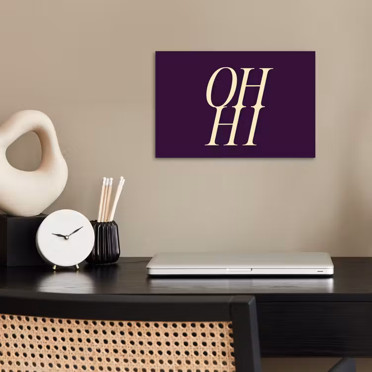 Oh hi - Paars - Minimalistisch poster papier klein -sfeer1