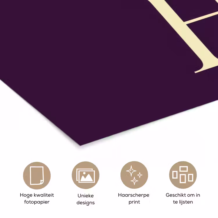 Oh hi - Paars - Minimalistisch poster papier klein -closeup_NL