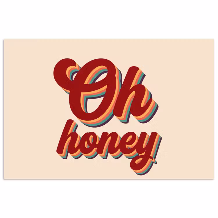 Oh honey - Rood - Schaduw poster papier klein -3d