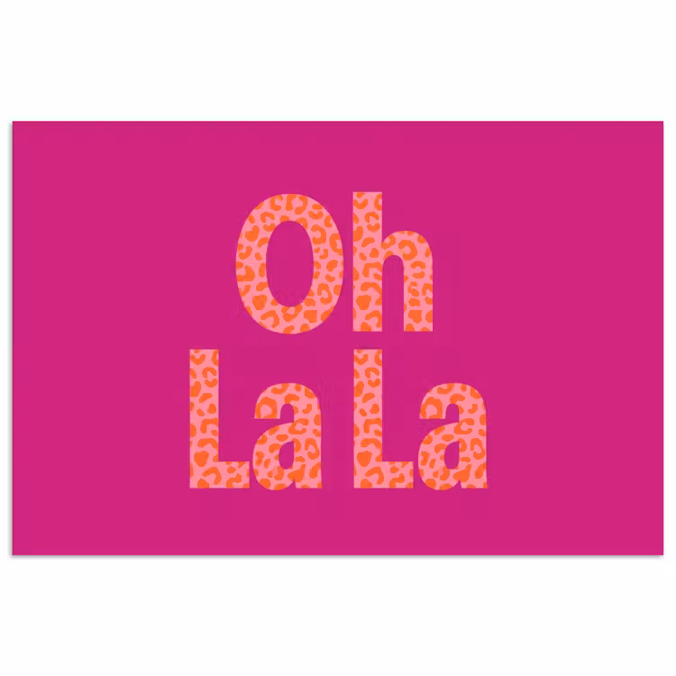 Oh la la - Luipaardprint - Roze poster papier klein -3d