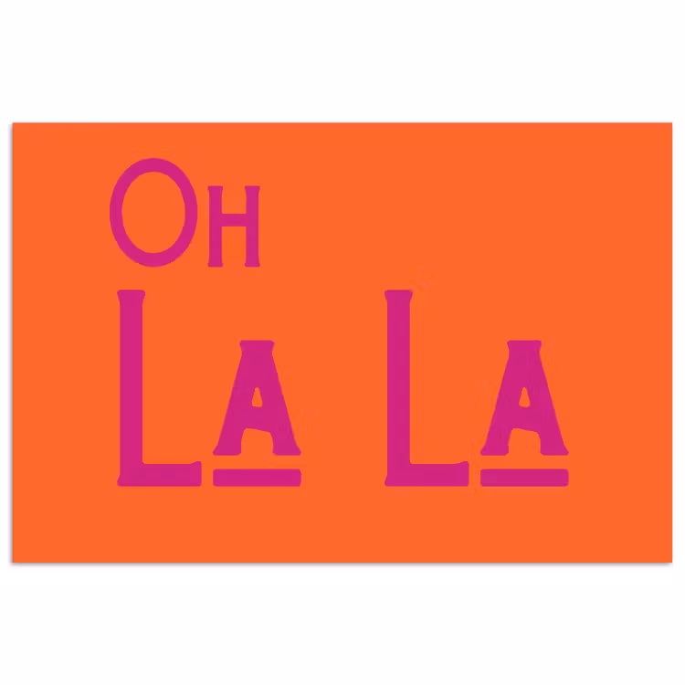 Oh la la - Oranje - Roze - Scheeflettertype poster papier klein -3d