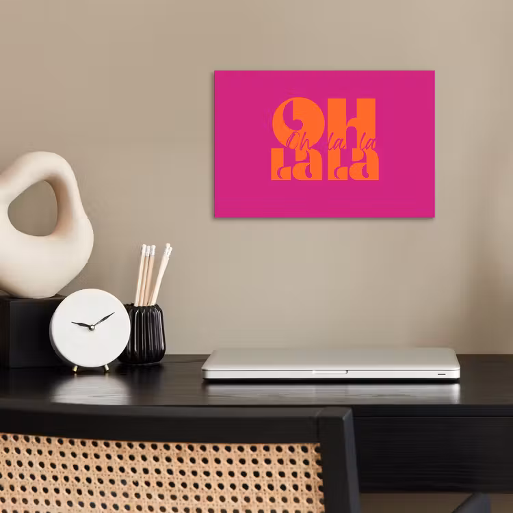 Oh la la - Roze - Oranje - Gestapelde letters poster papier klein -sfeer1