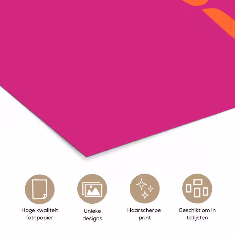 Oh la la - Roze - Oranje - Minimalistisch poster papier klein -closeup_NL