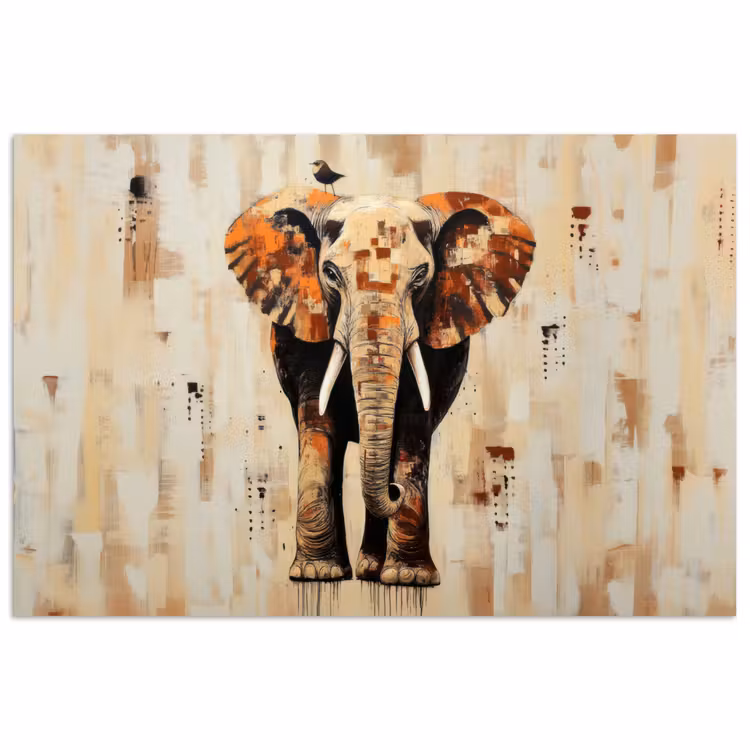 Olifant - Slurf - Mozaïek - Abstract poster papier klein -3d