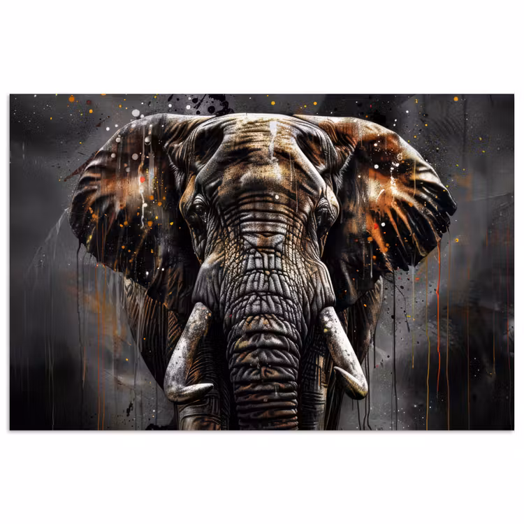 Olifant - Watercolor - Wilde dieren - Luxe poster papier klein -3d