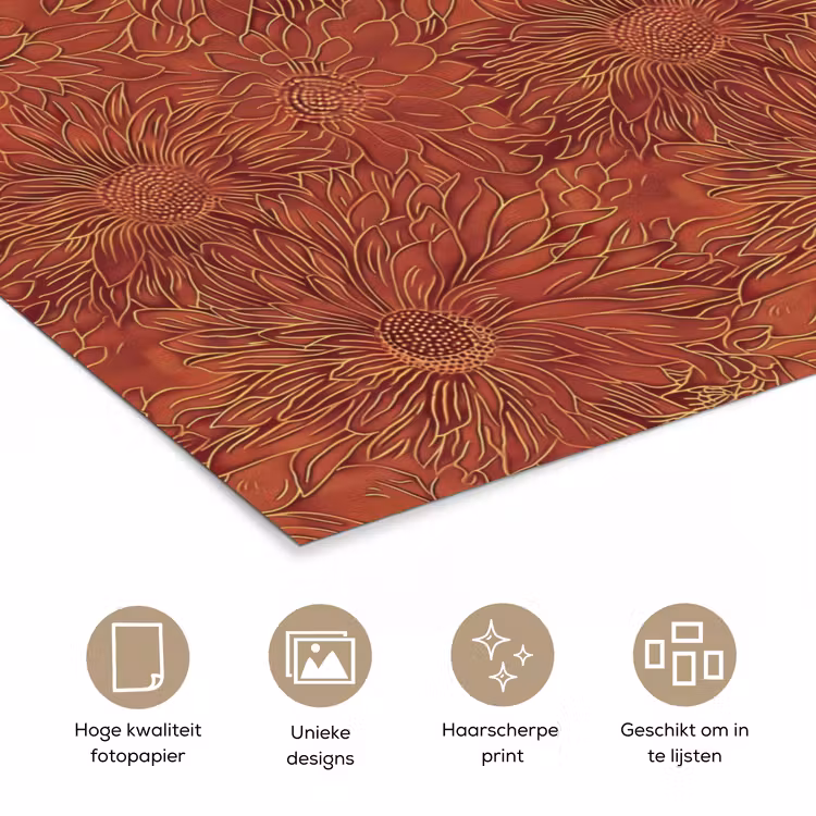 Oosters - Bloemen - Terracotta poster papier klein 62 -closeup_NL