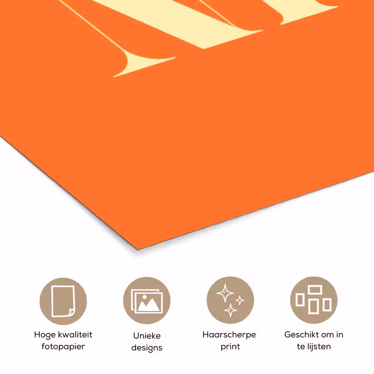 Oranje - Gebroken wit - Nice poster papier klein -closeup_NL