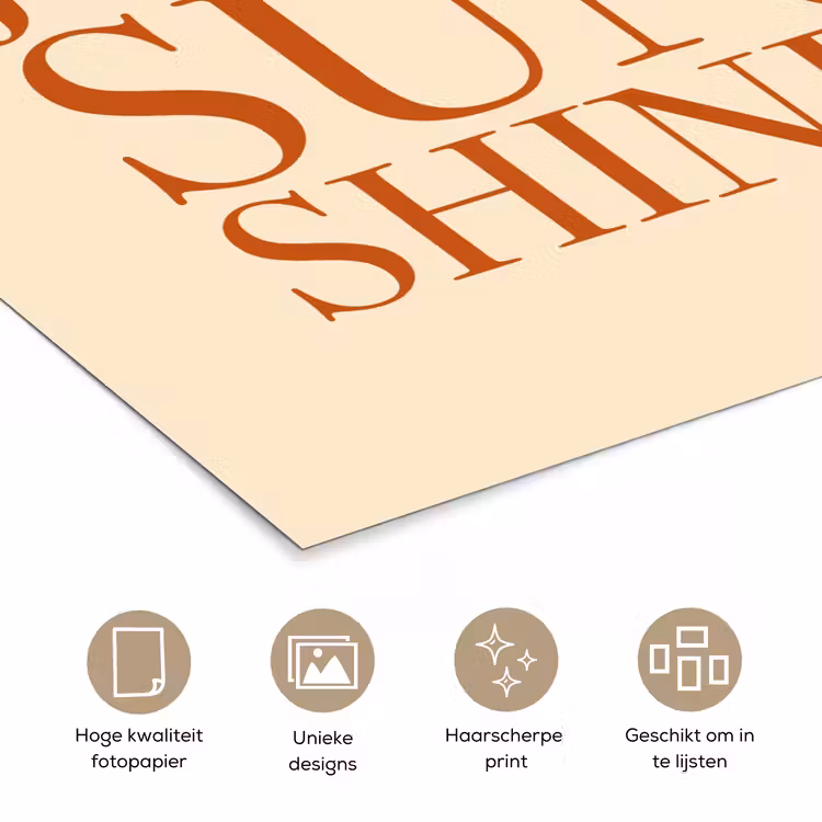 Oranje - Quote - Sun poster papier klein -closeup_NL