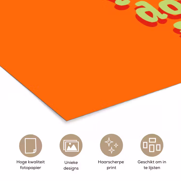 Oranje - Slow down you're doing fine - Retro poster papier klein -closeup_NL
