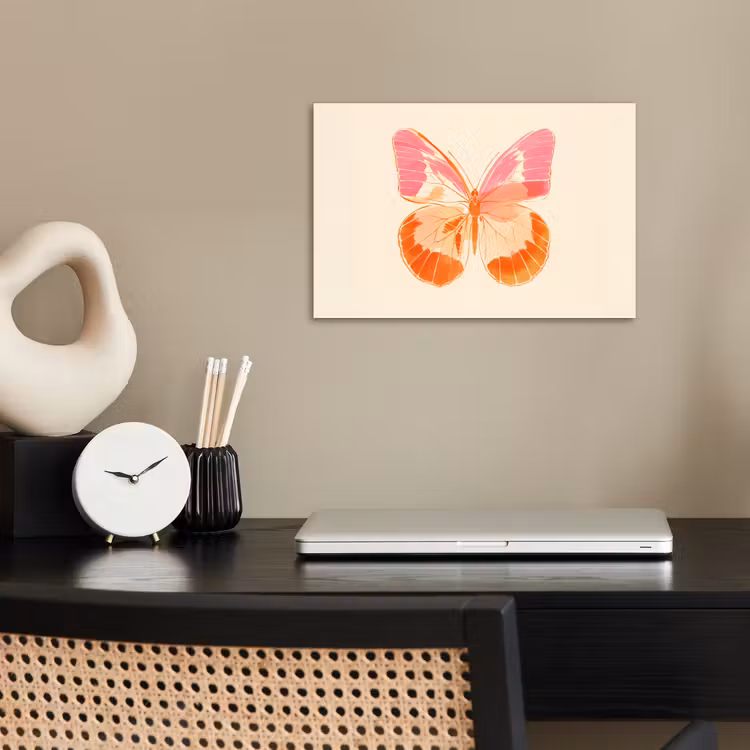Oranje - Vlinder - Minimalistisch poster papier klein -sfeer1