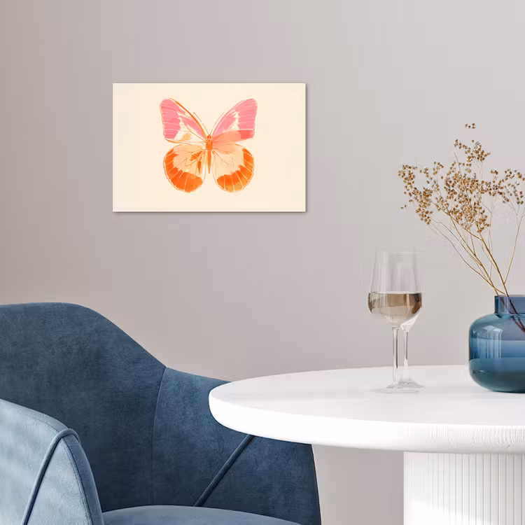 Oranje - Vlinder - Minimalistisch poster papier klein -sfeer3