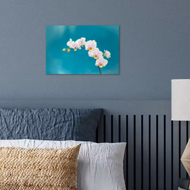 Orchidee - Bloemen - Plant - Wit - Paars poster papier klein -sfeer2