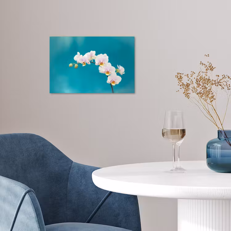 Orchidee - Bloemen - Plant - Wit - Paars poster papier klein -sfeer3
