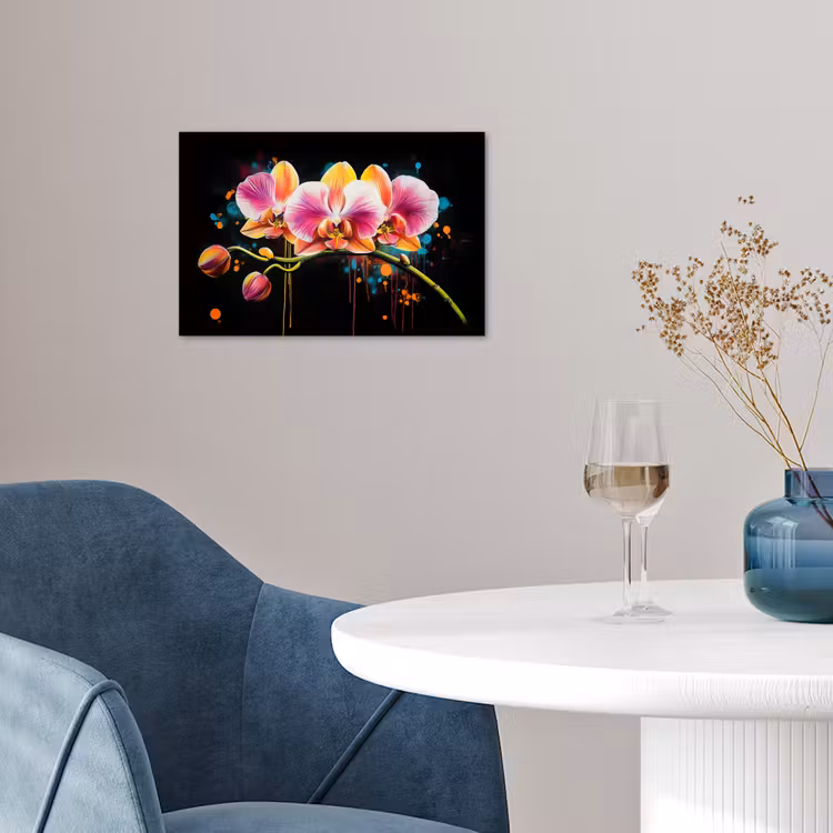 Orchidee - Graffiti - Kleurrijk - Bloemen - Abstract poster papier klein -sfeer3