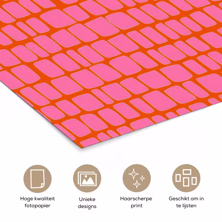 Organisch - Raster - Roze poster papier klein 62 -closeup_NL
