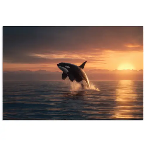 Orka - Zee - Zonsondergang poster papier klein -3d
